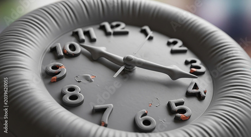 Detailed view of an aged classic clock face