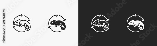 Photos Set of adaptability icon in black and white collection