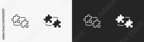 Canvastavla Set of problem solve icon in black and white collection
