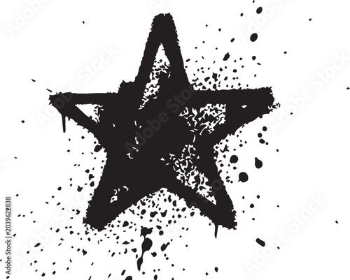 Distressed spray paint star outline grunge symbol with splatter graffiti isolated distressed background abstract vandalism illustration contrast