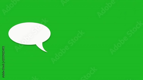 White speech bubble animation on a green screen background for communication and messaging