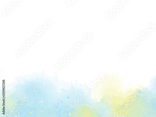 爽やかなブルー系の水彩フレーム背景イラスト