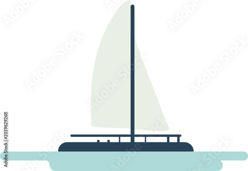 Quadro em tela Minimal white sailboat with dark mast illustration