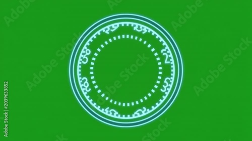 Futuristic circle animation on green screen background for digital technology concept