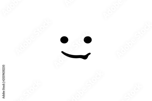 Creepy smiley face isolated on white background 