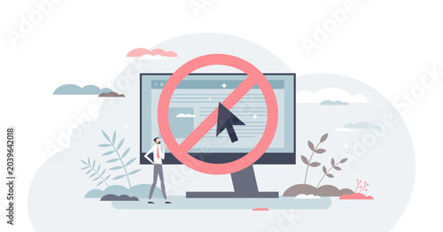 Принти на полотні Banned website and forbidden risky internet browser site tiny person concept, transparent background