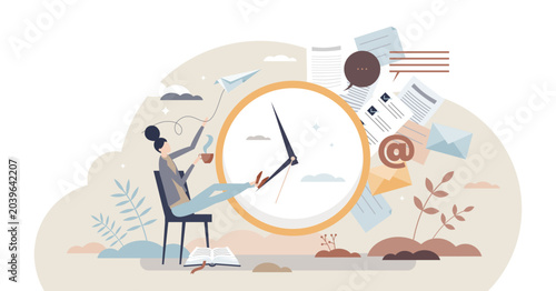 Fotografía Procrastination and job duty delay or useless postpone tiny person concept, transparent background