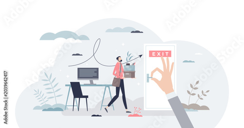 Bild auf Leinwand Employee attrition and human resources staff changing tiny person concept, transparent background