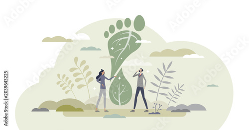 Bild auf Leinwand Carbon footprint effect and CO2 emission problem reduce with ecological forestation tiny person concept, transparent background