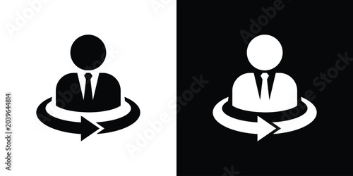 Tableau sur toile Businessman avatar profile with rotation arrow vector symbol