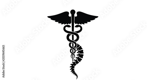 Medical caduceus symbol with wings and snake