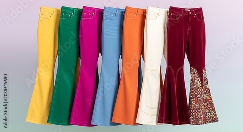 colored bell bottom trousers