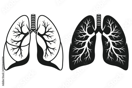 Fotografie Human Lungs Anatomy and Respiratory System Icon Set