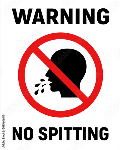 Foto No spitting warning sign prohibition of saliva discharge for hygiene and public