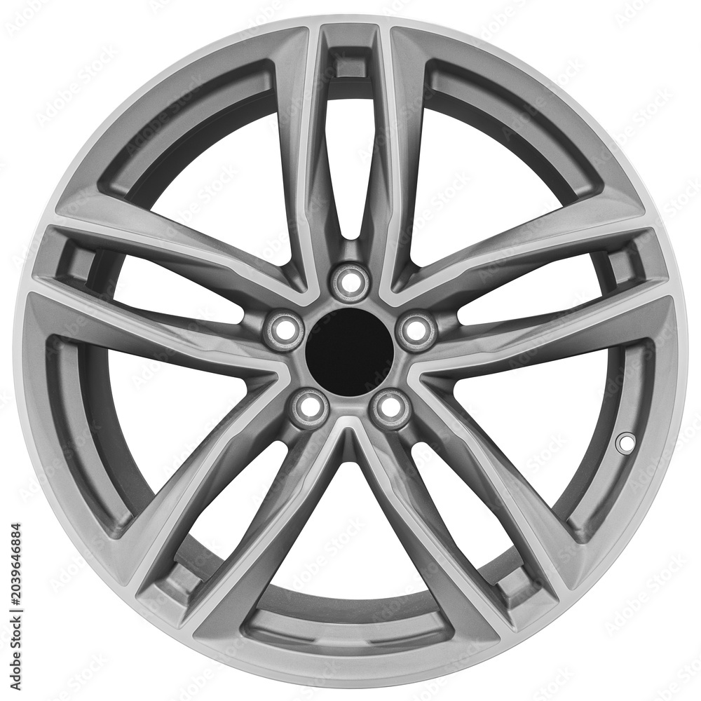 Obraz premium Gray silver car wheel