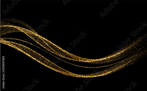 Abstract Gold motion light glow effect. Magic shiny line.