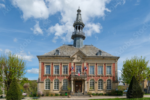 Фотография Exterior view of the Town Hall (Mairie) of Mouzon, a commune in the Ardennes department of Northern France
