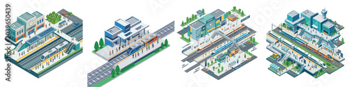 Fotografi Isometric modern urban transport infrastructure set
