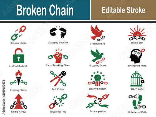 Photography Juneteenth freedom symbols broken chain icons for independence and liberation