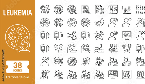 Tableau sur toile Leukemia web icons in line style