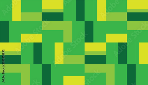 Seamless geometric pattern with abstract rectangular blocks, modern repeating background in various shades of green
