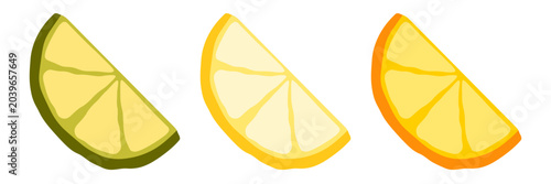 citrus icon set. Lime, lemon, orange icon.