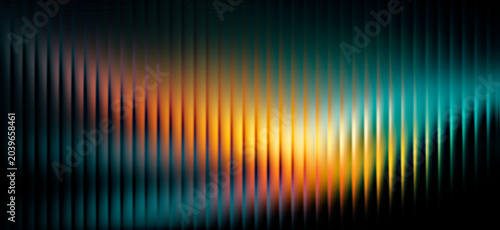 Fractal glass retro iridescent background with glowing spot. Corrugated gradient pattern with glass effect and foil texture
