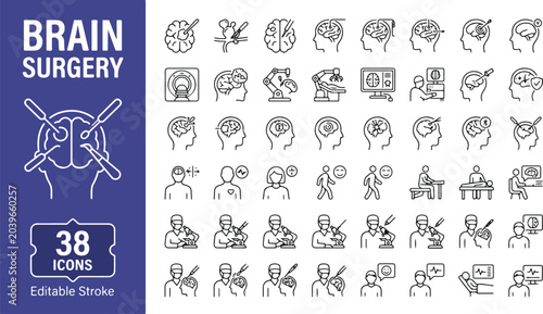 Fotografia Brain surgery web icons in line style