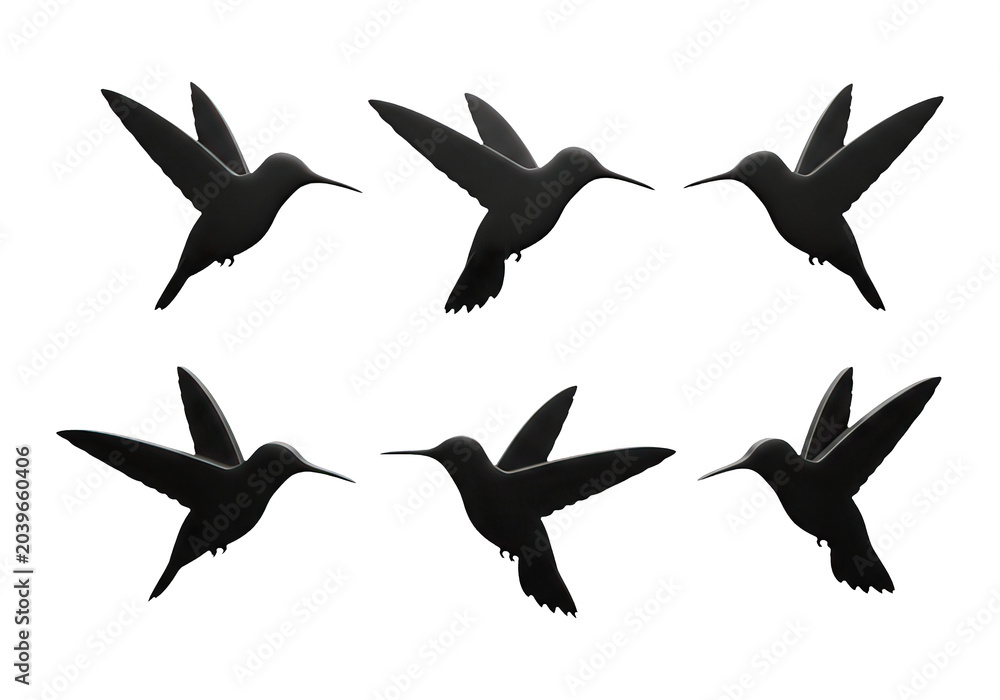 Fototapeta premium Black bird vector icon set
