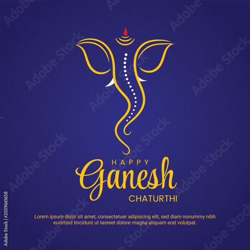 Hindu festival ganesh chaturthi greeting background with ganesh logo