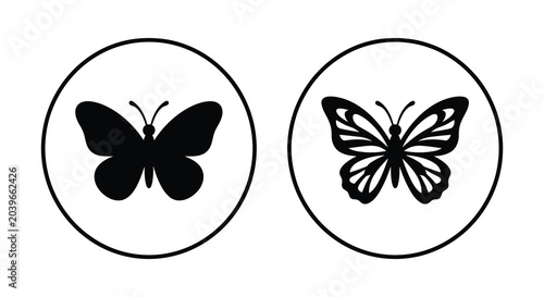 butterfly silhouettes in circular frames silhouette circle frame black white insect winged nature simple graphic design