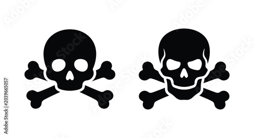 skull and crossbones silhouette on white background bones skeleton death danger warning symbol icon sign black