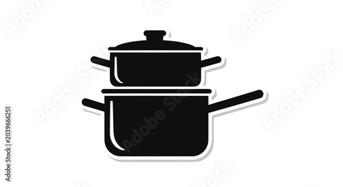 Tableau sur toile Black Double Boiler Pot Icon Vector Illustration on White Background