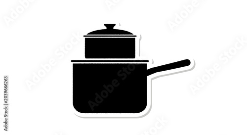 Photos Double Boiler Pot Icon Black and White Simple Kitchenware Cooking Equipment