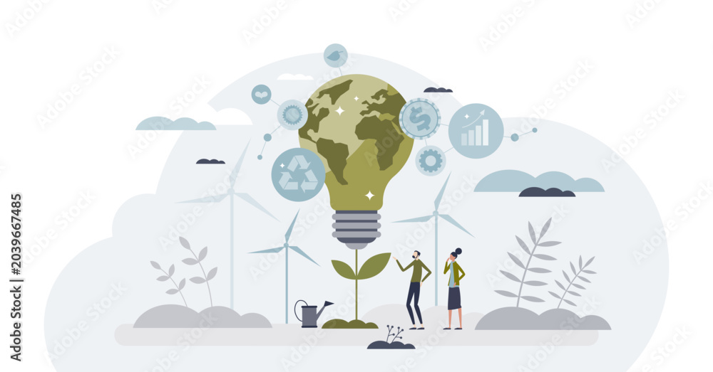 Naklejka premium ESG or environmental social governance finance investing tiny person concept, transparent background. Corporate policies and standards with sustainable.