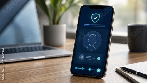 Digital identity verification screen for online banking