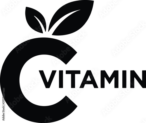 Vitamin C logo with leaf symbol for health and wellness branding