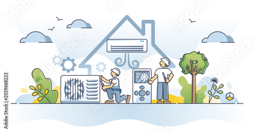 Foto Air conditioning system with AC chill climate temperatures outline concept, transparent background