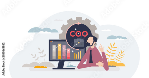 Tableau sur toile Chief operating officer or COO as company executive tiny person concept, transparent background