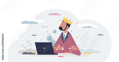 Fotografie Arrogant employee or autocratic business leader behavior tiny person concept, transparent background