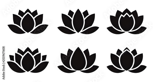 Tableau sur toile blacklotusicon, lotusicon, lotusflower, spiritual, sacred, meditation, buddhist,