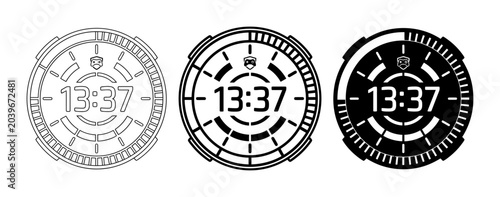 Quadro su tela 3 Futuristic Watch Faces Icon Set, Outline and Solid Styles, for Technology and