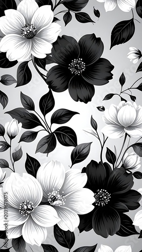 Black and white floral