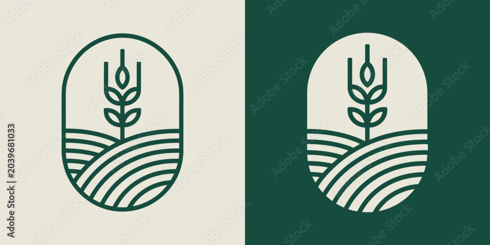 Fototapeta premium Minimalist wheat field logo design