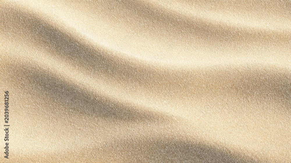 Obraz premium Close view of smooth beach sand with gentle patterns and warm light during summer day