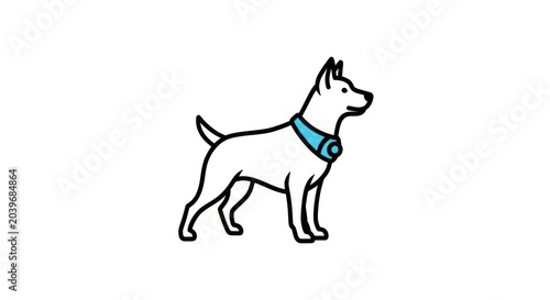 White dog wearing a blue smart tracking collar