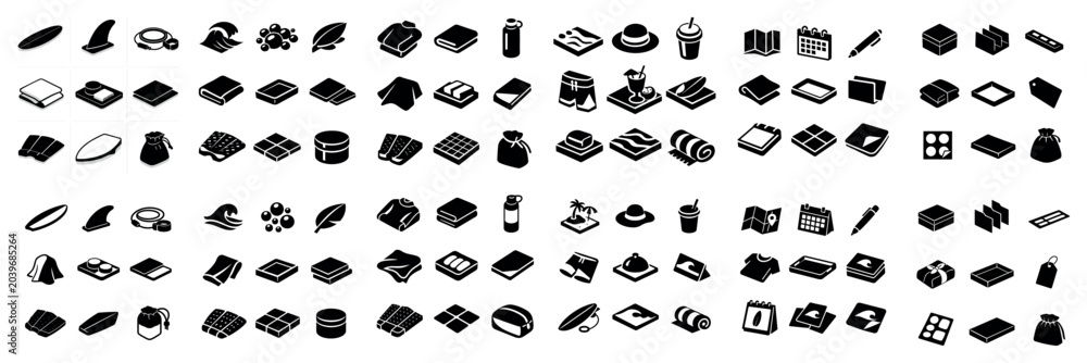Fototapeta premium Education and reading design icons with book notebook and bottle for dashboard interface in bold vector art