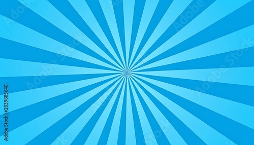 Cyan and light blue rays emanate from a central point in a radial design, creating a starburst or sunburst effect