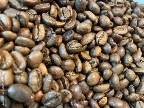 Full frame background of coffee beans filling the entire image