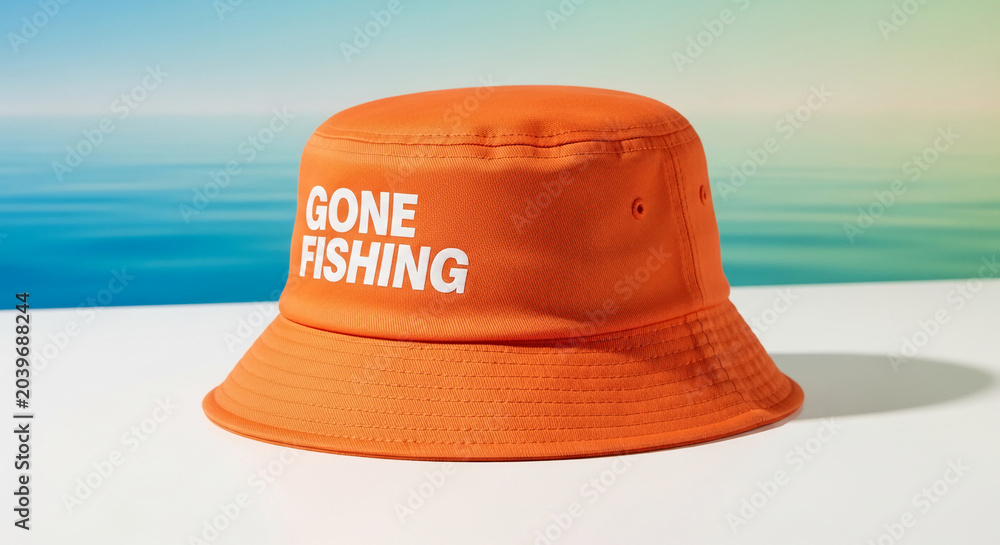 Fototapeta premium Orange bucket hat with 